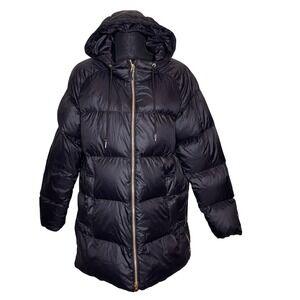 Eddie Bauer Down Black Hooded Puffer Coat Jacket Parka Size L